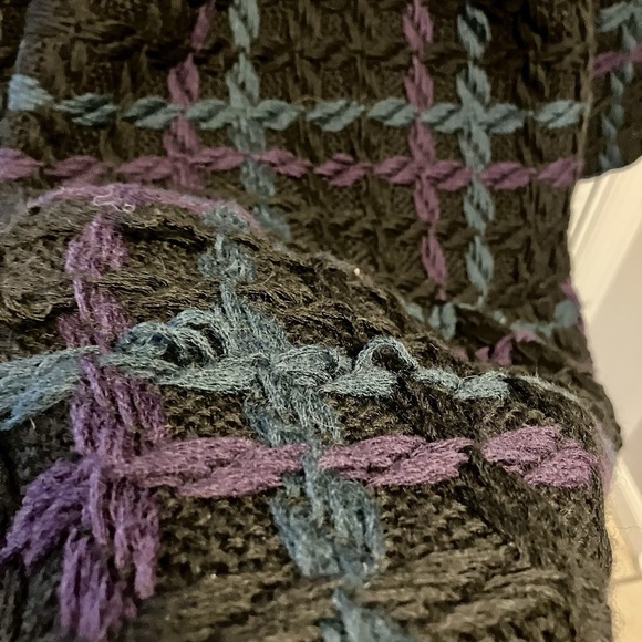 Sunner‎ Tweed Sz XS 2/4 Black Purple Green 100% Wool Mid-Length Coat Women's - Picture 7 of 11